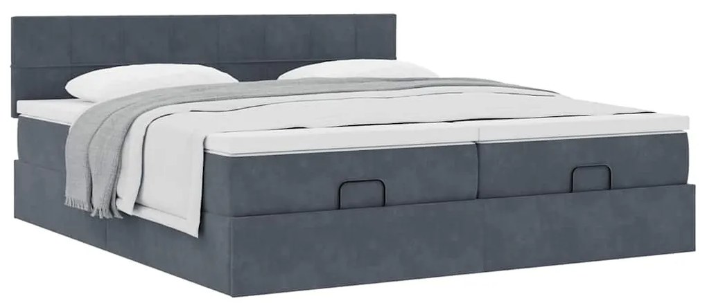 Estrutura cama otomana colchões 180x200 cm cinzento escuro