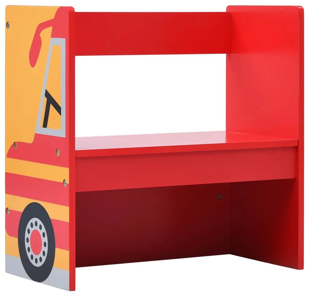 Conjunto mesa e cadeira criança 3 pcs camião bombeiros madeira