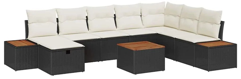 Conjunto de Sofá de Jardim vidaXL de 9 Peças com Almofadas em Polyrata