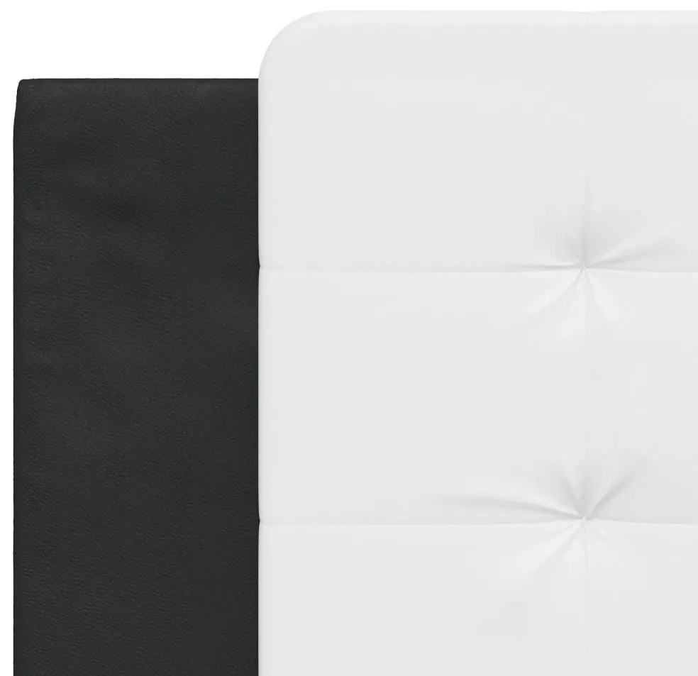 Estrutura de cama c/ cabeceira couro artificial preto e branco
