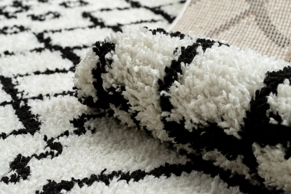Tapete PROMO BERBER SAFI N9040 branco/preto Franjas berbere marroquino shaggy
