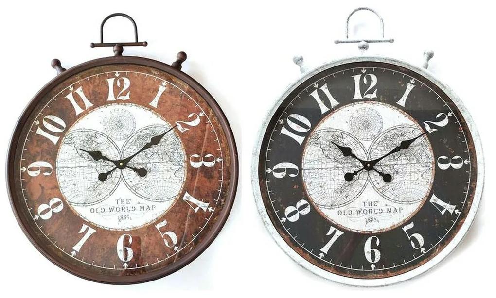 Relógio de Parede DKD Home Decor Preto Castanho Ferro Madeira MDF (60 x 6 x 74 cm) (2 pcs)