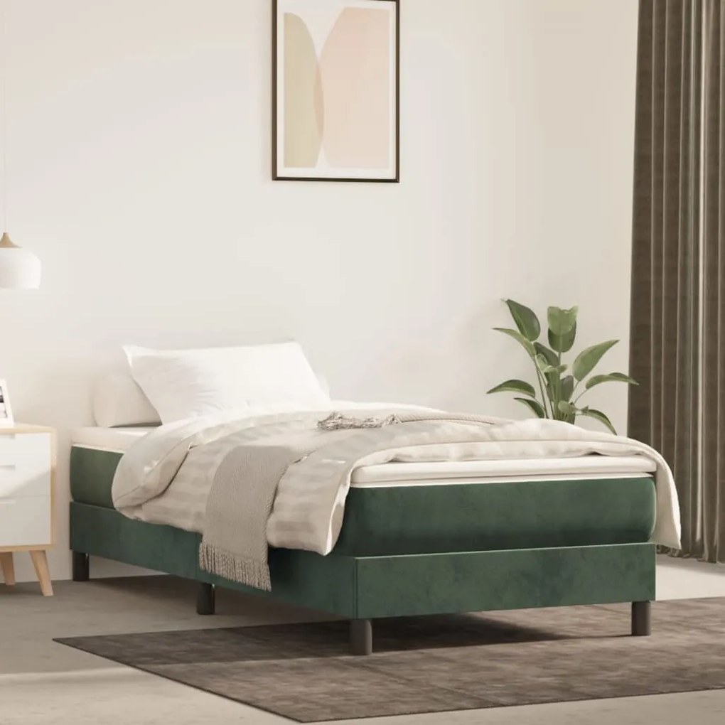 Estrutura de cama 80x200 cm veludo verde-escuro