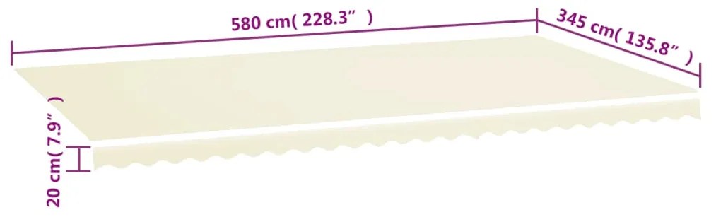 Tecido de substituição para toldo 6x3,5 m cor creme