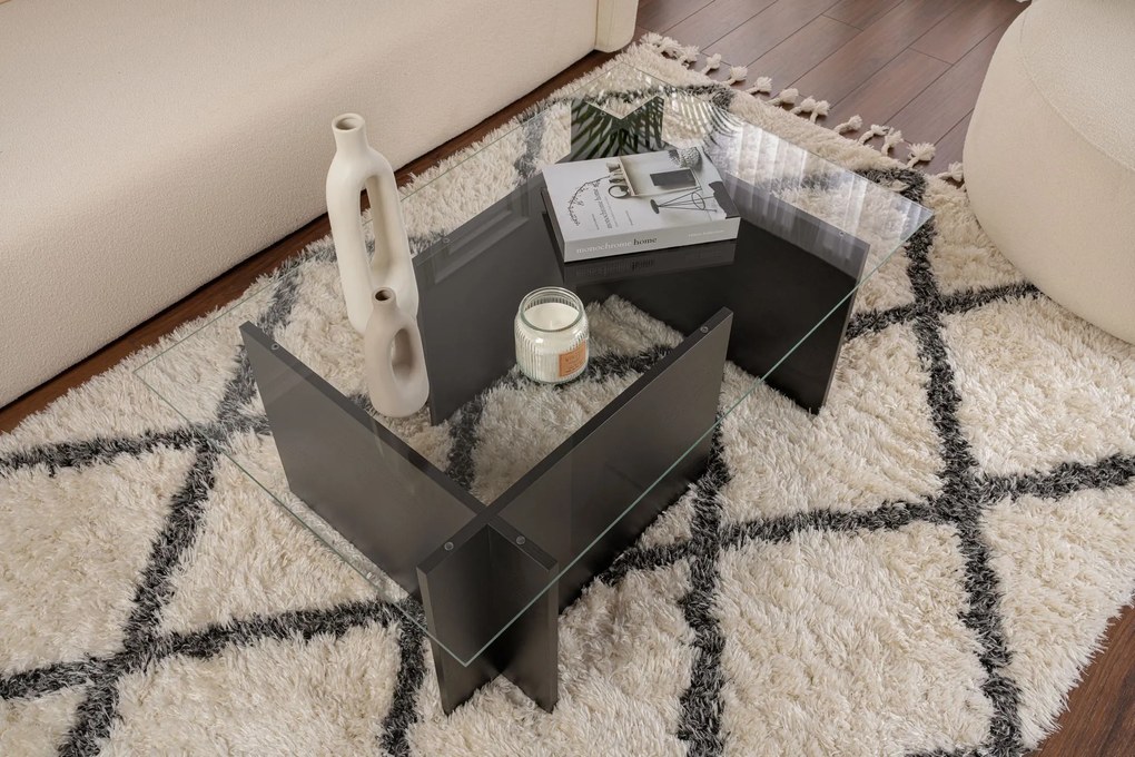 Mesa de Café Vetrino - Preto Madeira - 105x40x65cm