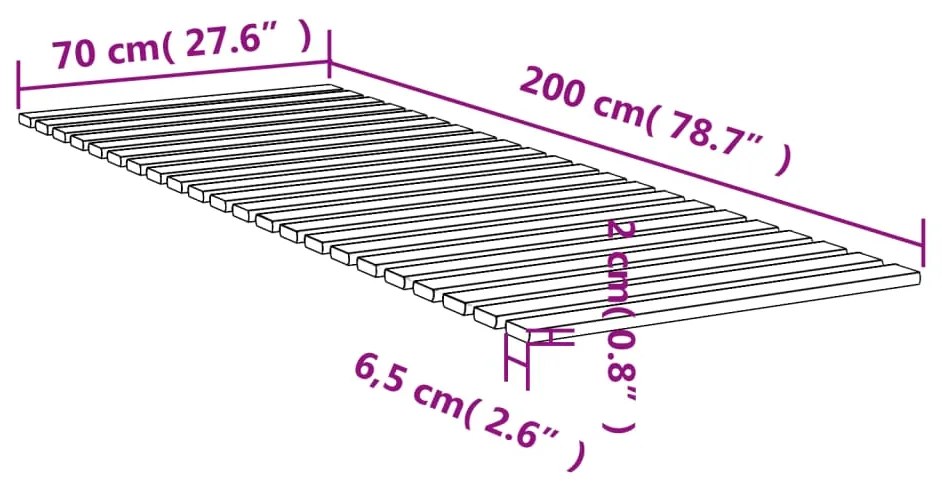 Ripas para estrado de cama 70x200 cm madeira de pinho maciça