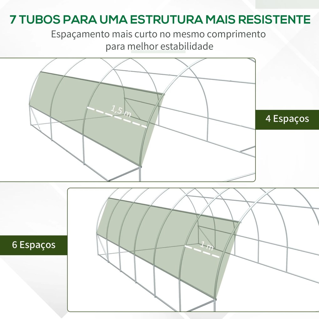 Estufa de Túnel de Jardim 597x300x200 cm com Porta Lateriais e Janelas
