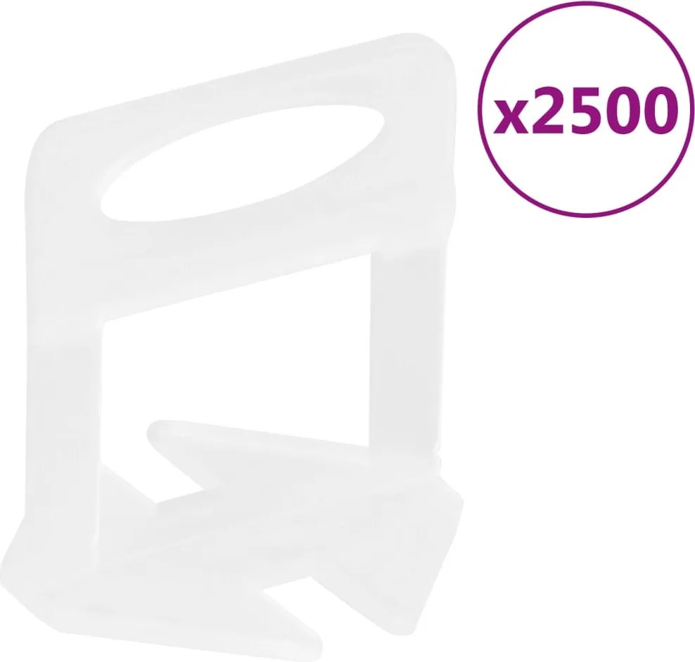 vidaXL Niveladores de ladrilhos 2500 pcs 2 mm