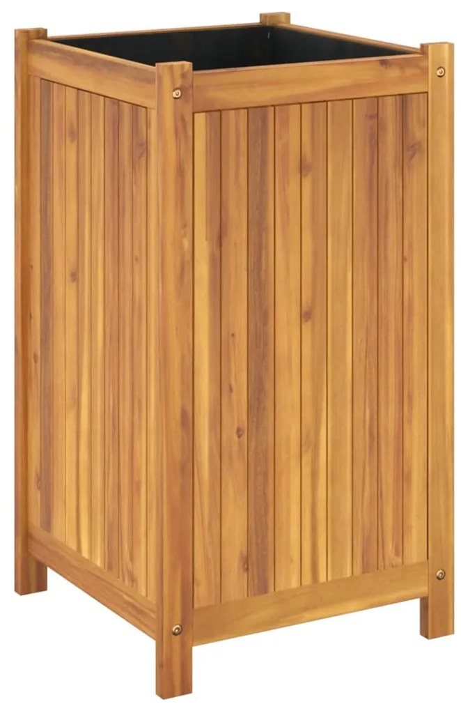 Vaso/floreira de jardim com forro 42x42x75 cm acácia maciça