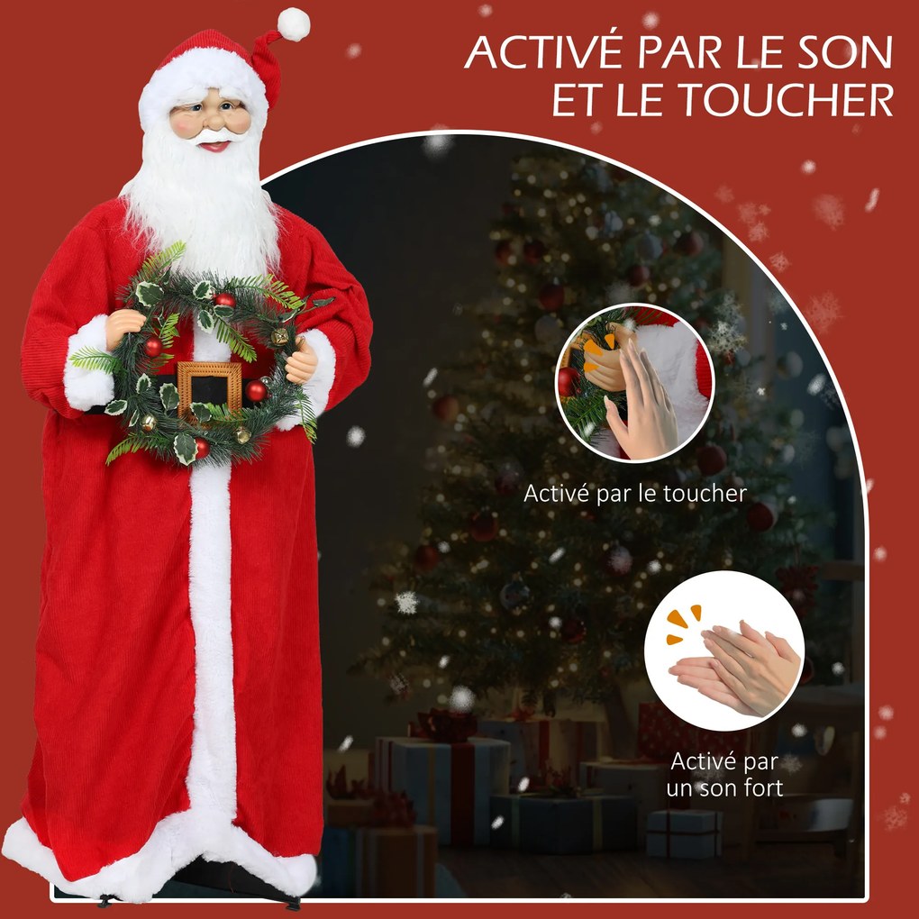 Figura de Pai Natal, 47 x 30 x 110 cm, Ativada por Som, Vermelho