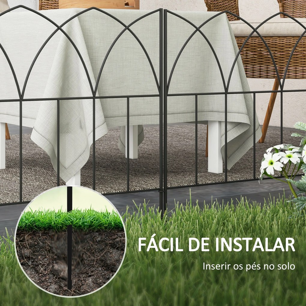 Cercas de Jardim 205x45,5 cm Conjunto de 5 Cercas Decorativas para Jar