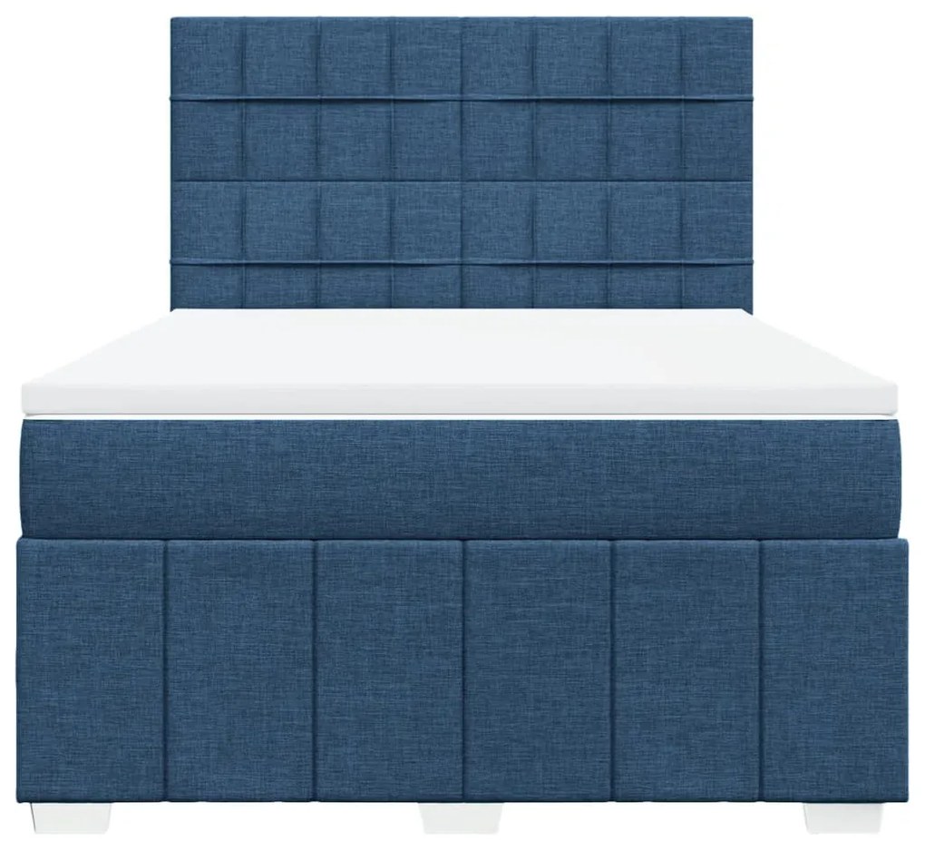 Cama com molas/colchão 160x200 cm tecido azul