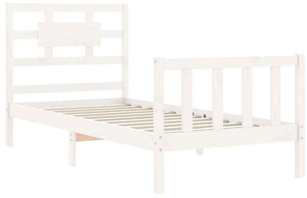 Estrutura de cama com cabeceira 100x200cm madeira maciça branco