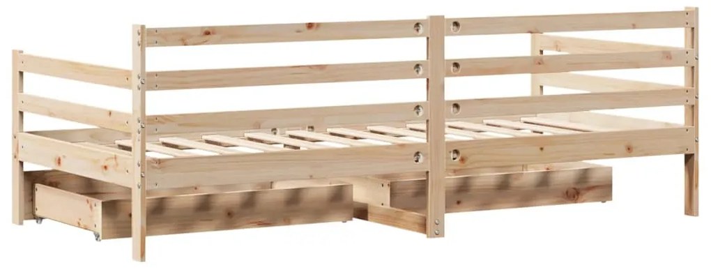 Sofá-cama com gavetas 90x200 cm madeira de pinho maciça