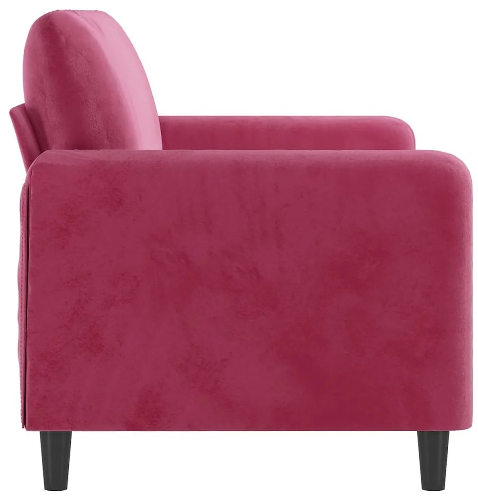 Sofá de 2 lugares veludo 140 cm vermelho tinto