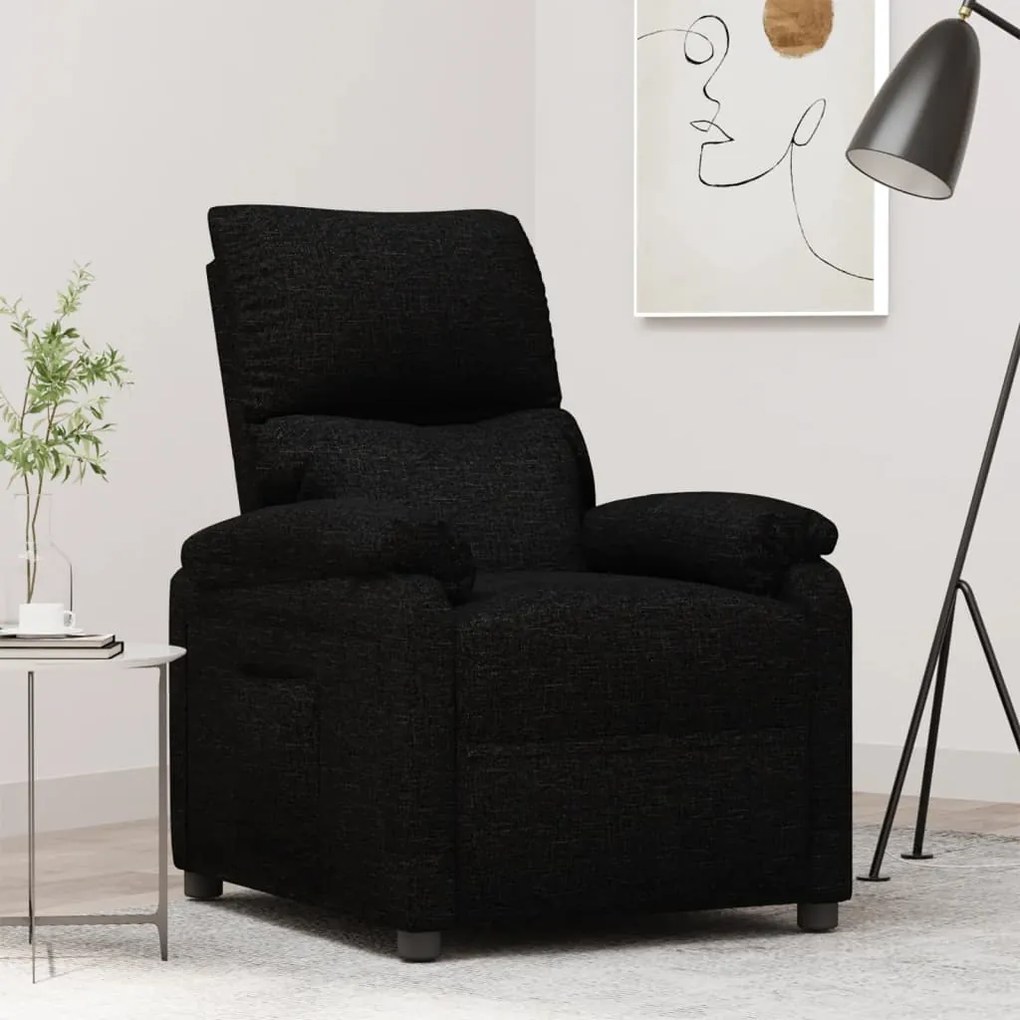 342453 vidaXL Poltrona reclinável tecido preto