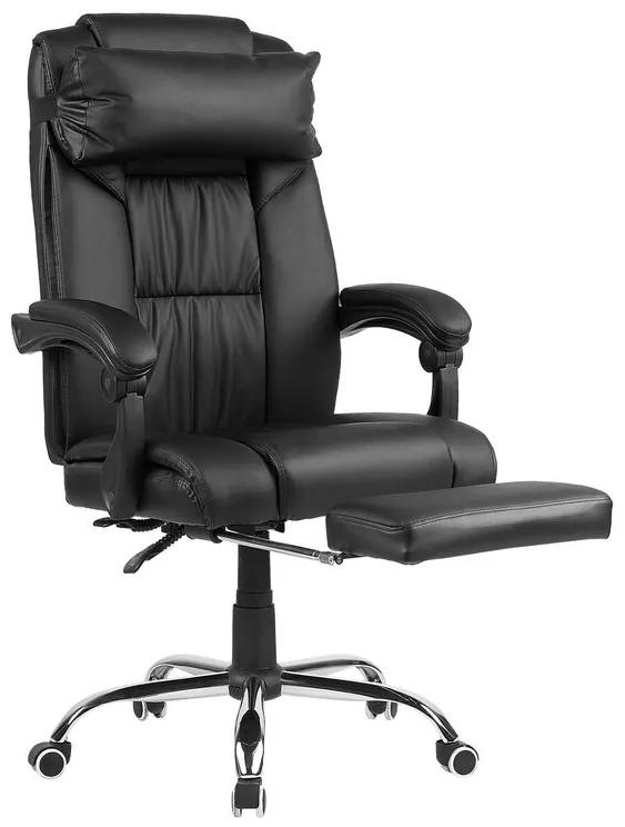 Cadeira de escritório em pele sintética preta LUXURY Beliani