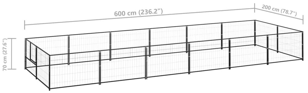 Canil para cães 12 m² aço preto