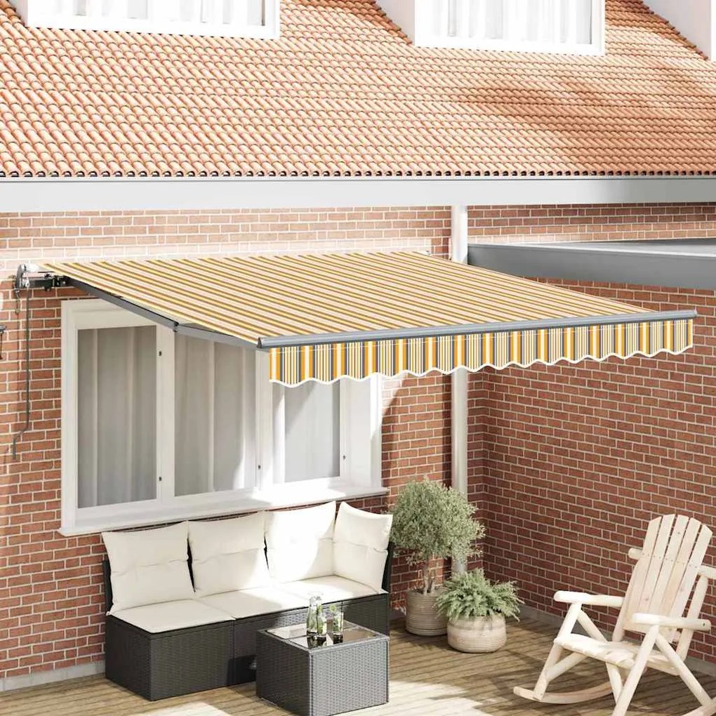 vidaXL Toldo Retrátil Multicolor 350 x 250 cm Tecido e Alumínio