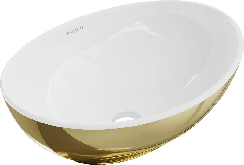 Mexen Elza lavatório de bancada 40 x 33 cm, branco/dourado - 21014006