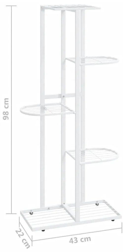 Suporte de vasos c/ 5 prateleiras 43x22x98 cm metal branco