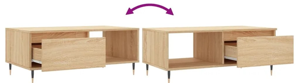 Mesa de centro 90x50x36,5 cm derivados madeira carvalho sonoma