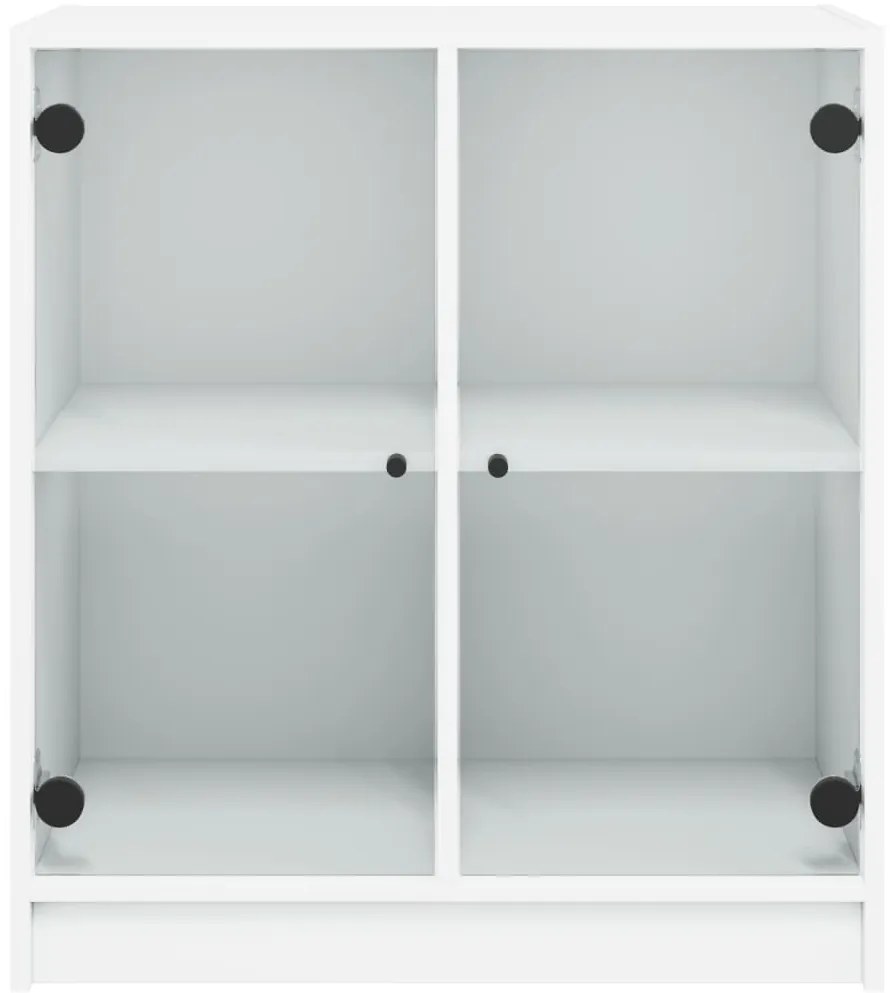 Armário de apoio c/ portas de vidro 68x37x75,5 cm branco