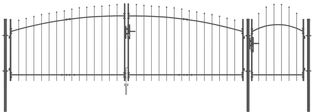 vidaXL Portão de Jardim com bloqueio Cinzeto 100 x 500 cm Aço