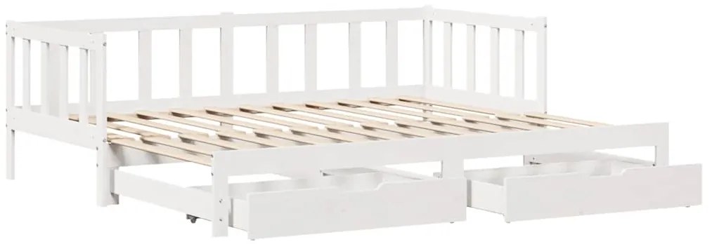 Sofá-cama com gavetão e gavetas sem colchão 90x200 cm branco