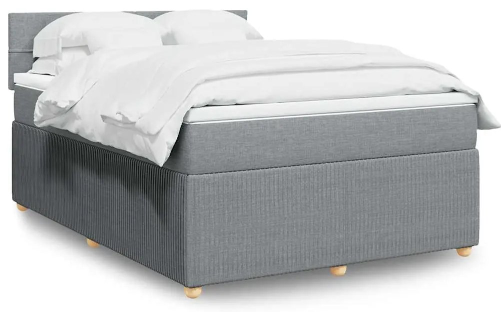 vidaXL Cama com molas/colchão 140x200 cm tecido cinzento-claro