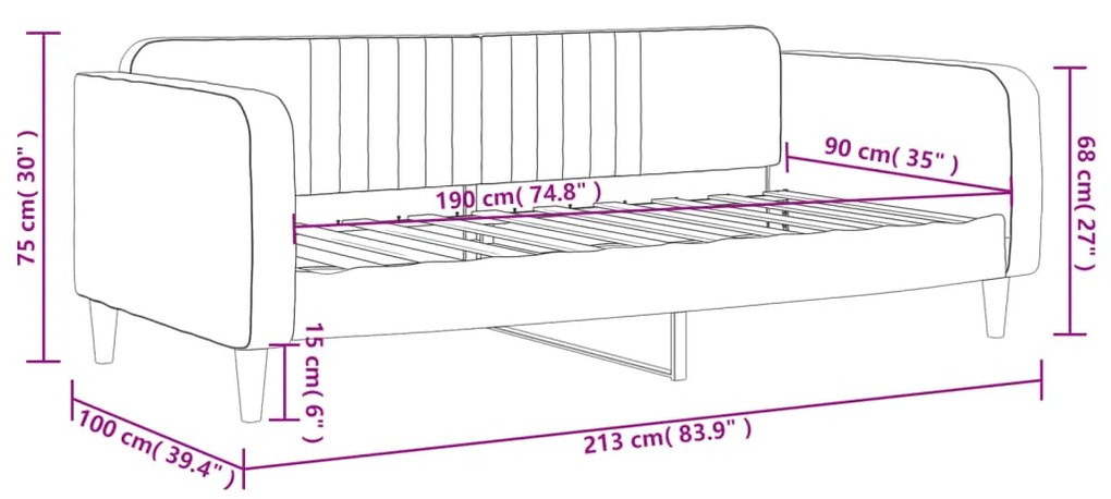 Sofá-cama 90x190 cm veludo cinzento-claro