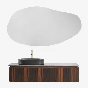 Conjunto De Móvel De Casa De Banho Suspenso Em Madeira Lavena Madeira Escura & Oval Aço Inoxidável ↔︎60 - Sklum