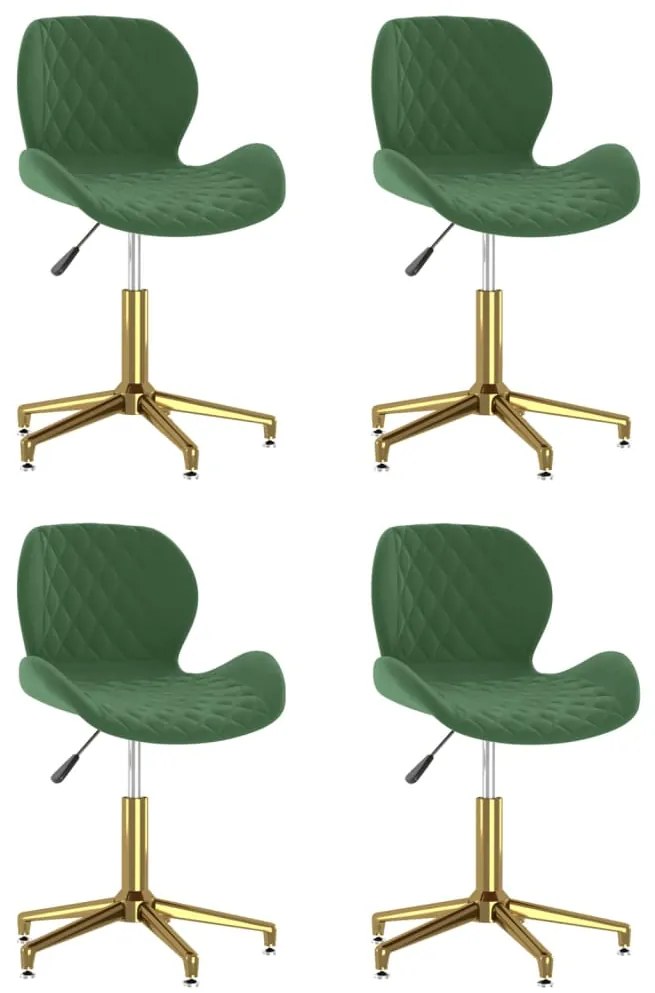vidaXL Cadeiras de jantar giratórias 4 pcs veludo verde-escuro