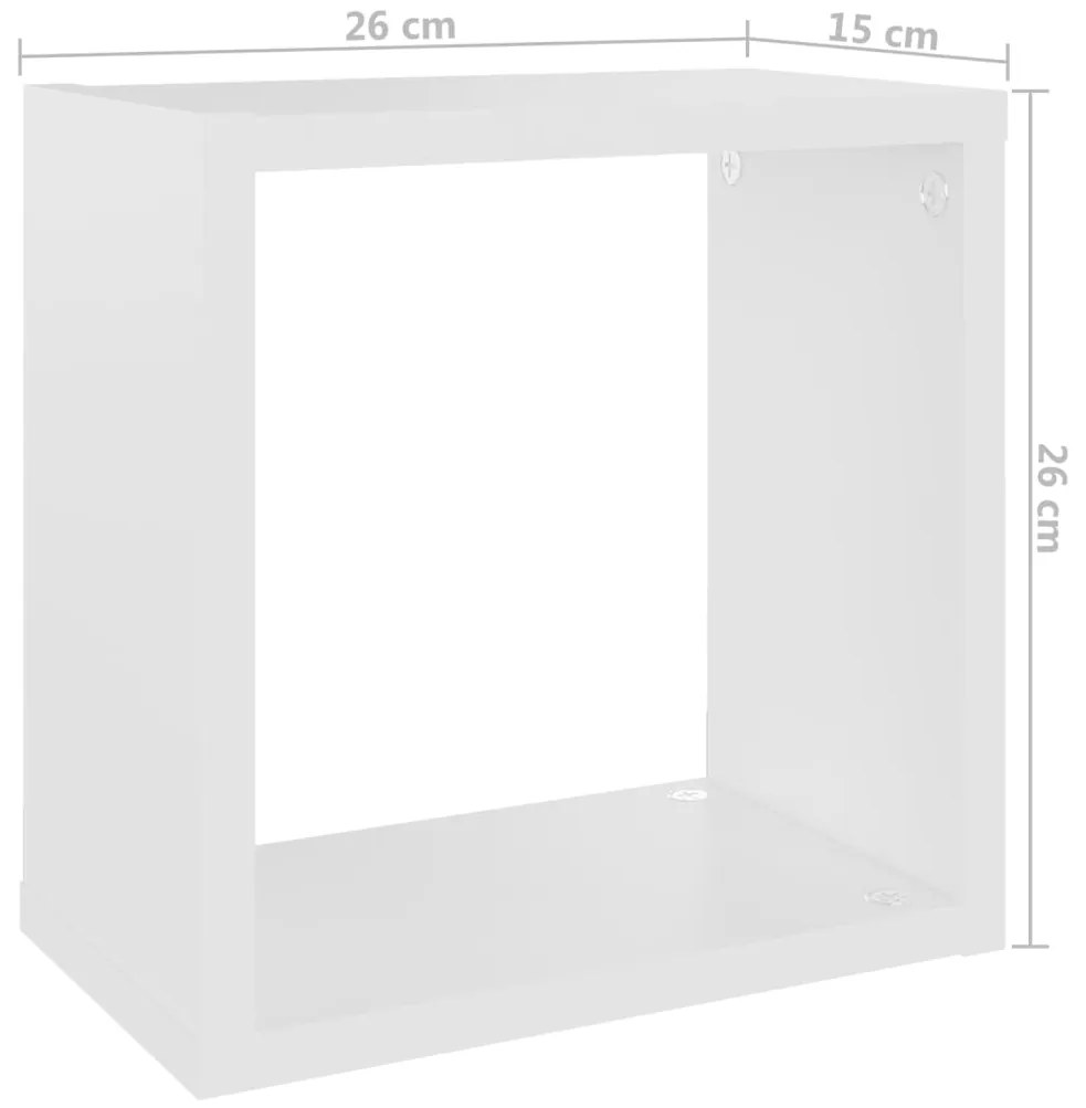 Prateleiras de parede em forma de cubo 2 pcs 26x15x26 cm branco