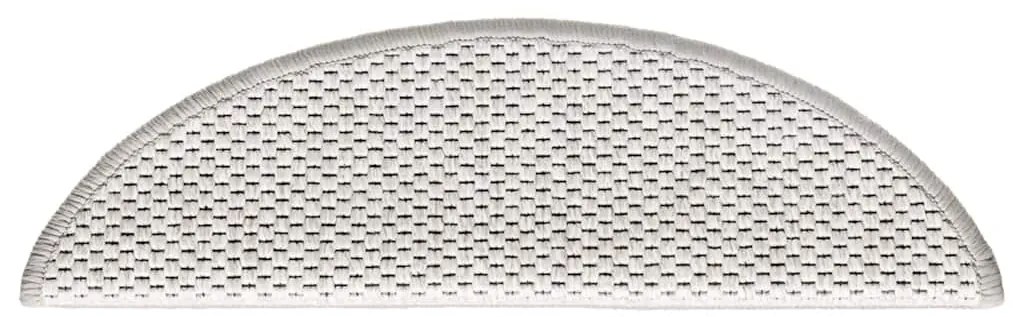 Tapetes escada adesivos aspeto sisal 15 pcs 56x17x3cm platinado