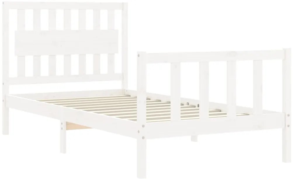 Cama sem colchão 100x200 cm madeira de pinho maciça branco
