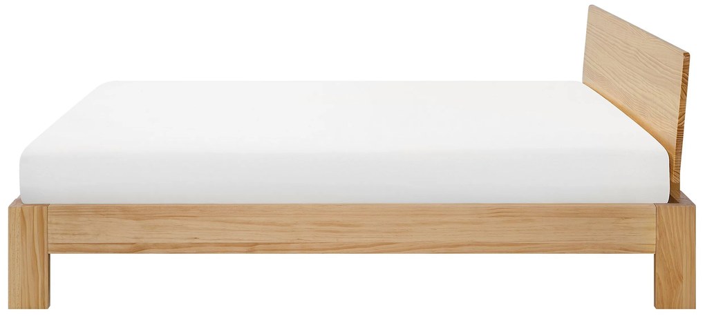 Cama de casal em madeira clara 160 x 200 cm ROYAN Beliani