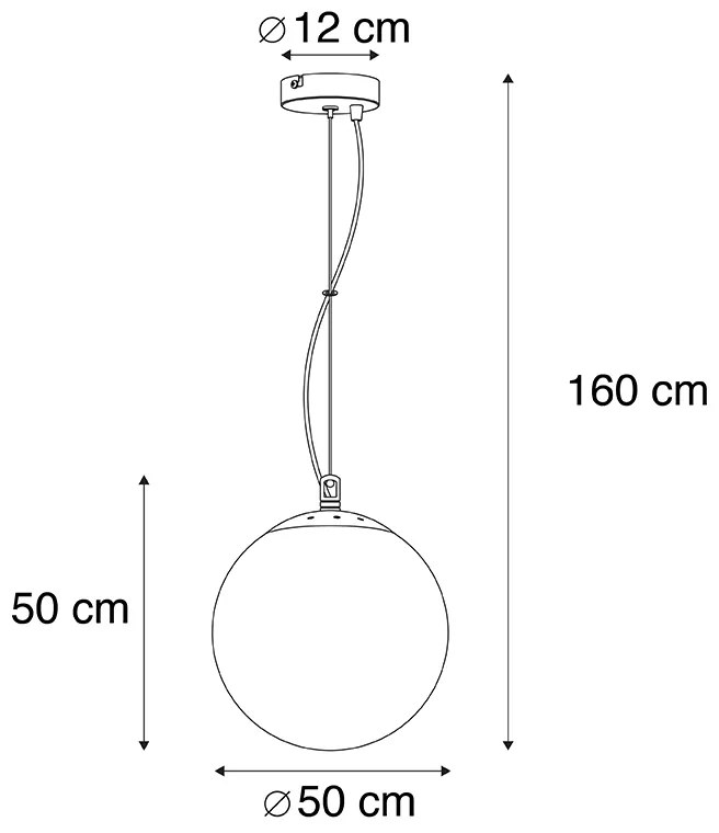 LED Candeeiro suspenso inteligente escandinavo prateado com vidro opalino 50cm incl. WiFi A60 - Ball 50