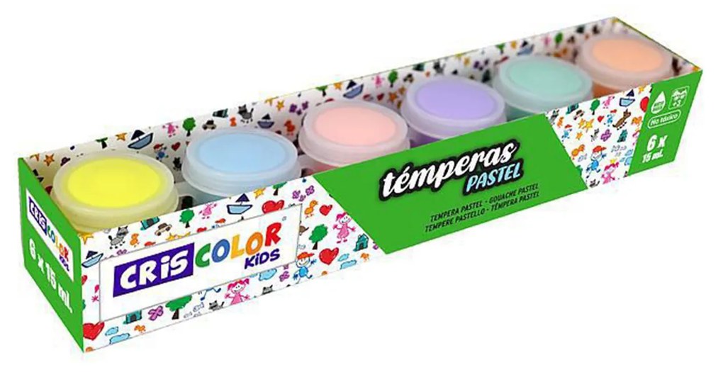 Tinta Tempera Pastel Multicor 15ml Pack 6