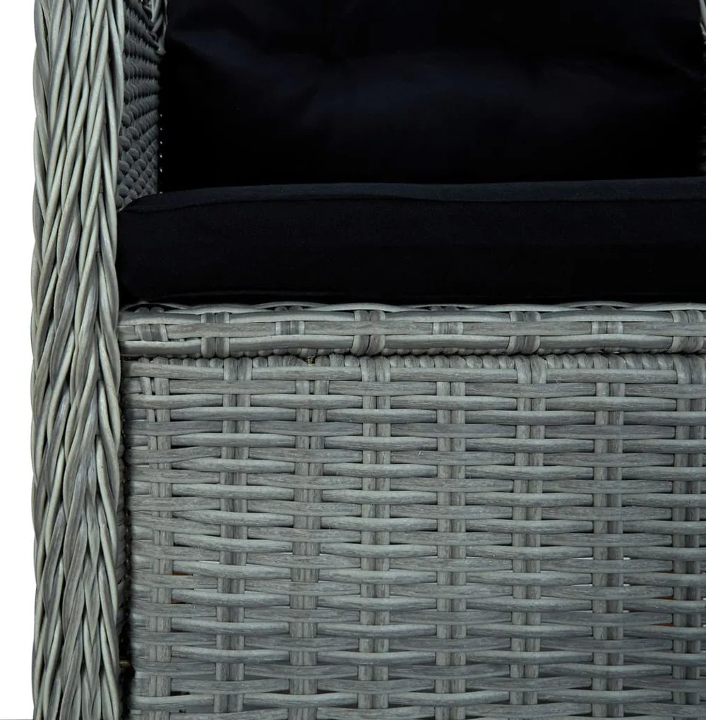 3 pcs conjunto de jantar para jardim cinzento-claro