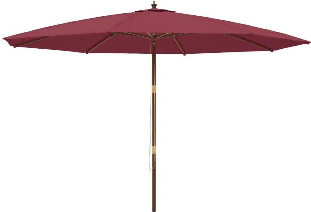 Guarda-sol de jardim c/ poste madeira 400x273 cm bordô