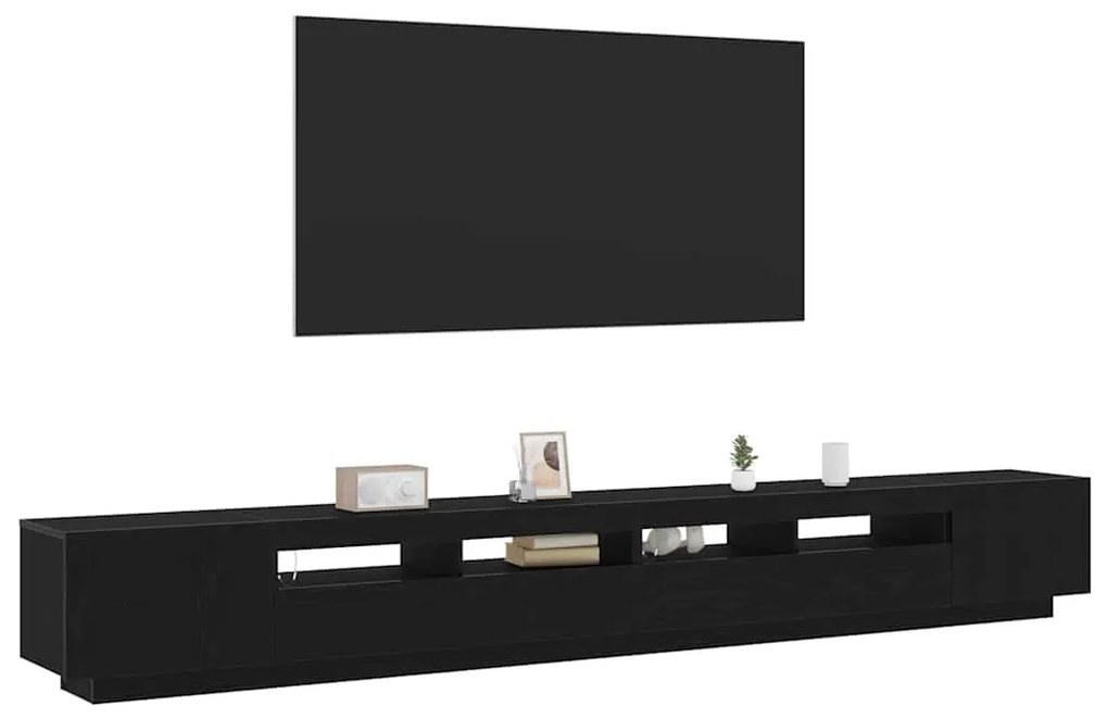 Estante de TV vidaXL com luzes LED Carvalho Preto 300x35x40 cm em made