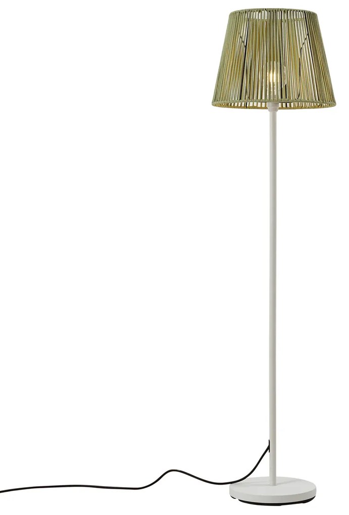 Candeeiro de pé para exterior branco com abajur de corda verde IP44 - Virginia Jayla