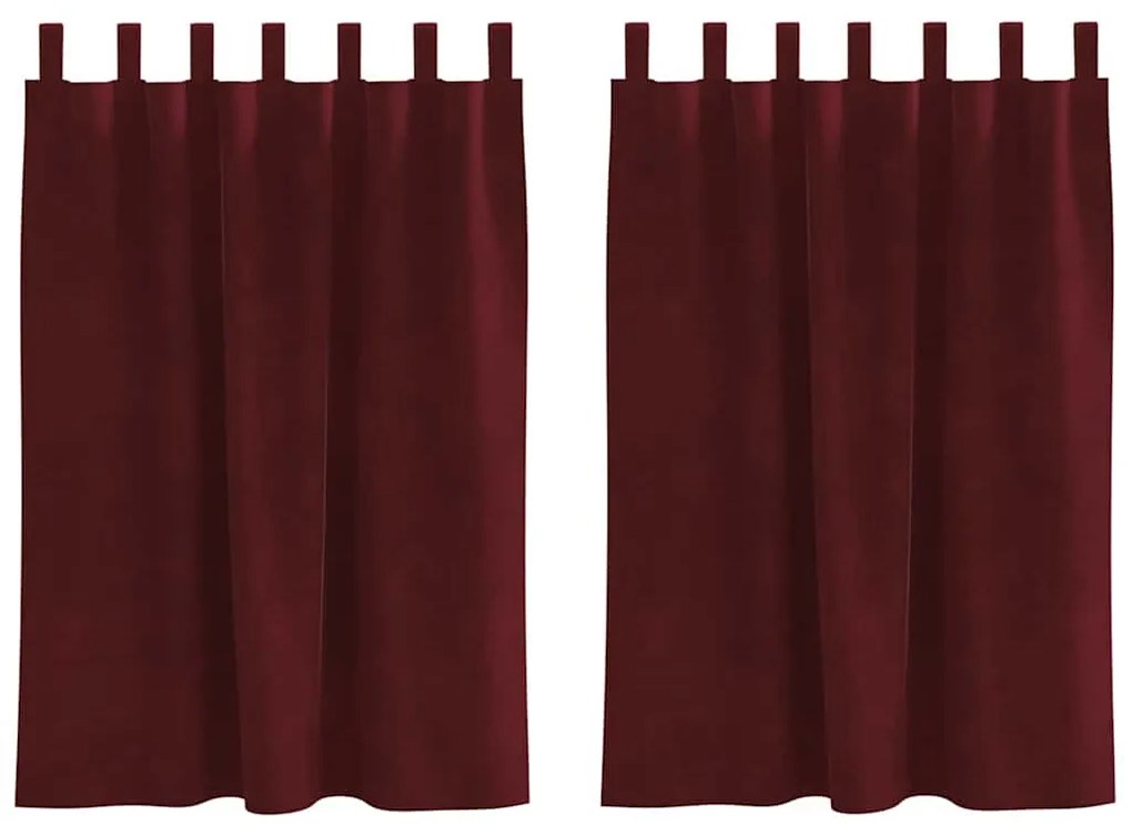 Cortinas Blackout vidaXL com Laços de Suspensão 2 pcs Bordô Veludo