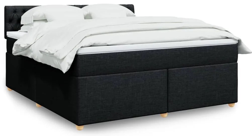 Cama com molas/colchão 180x200 cm tecido preto