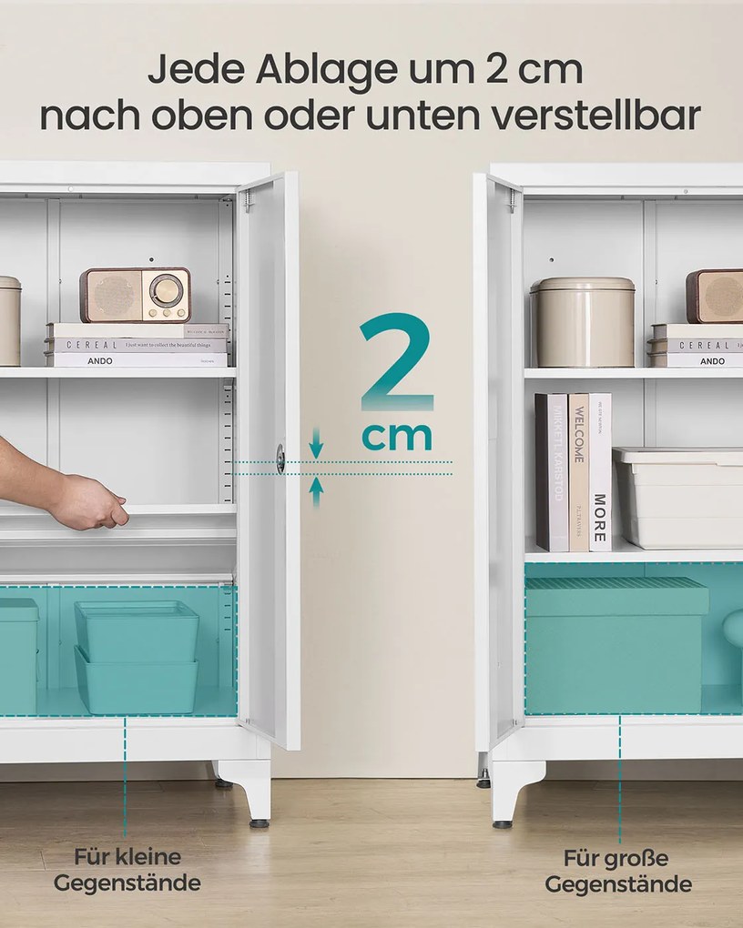 Armário arquivo escritório 40,2 x 60,1 x 99 cm com fechadura e 2 portas branco mate