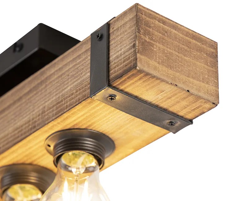 LED Candeeiro de tecto industrial madeira aço 4-lâmpadas-WiFi A60 - REENA Industrial