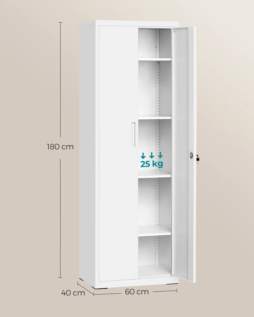Armário para arquivo com 5 níveis 40 x 60 x 180 cm branco