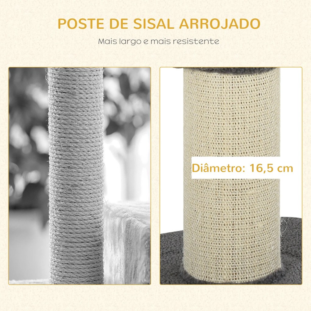 PawHut Arranhador para Gatos Altura 91 cm Arranhador para Gatos de 3 N