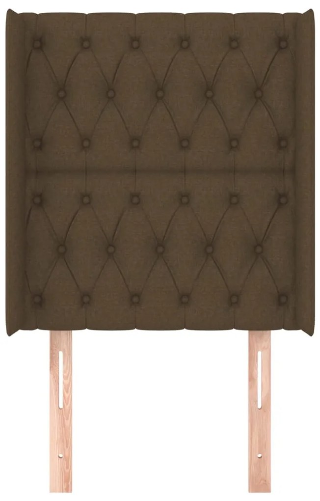 Cabeceira cama c/ abas tecido 83x16x118/128 cm castanho-escuro